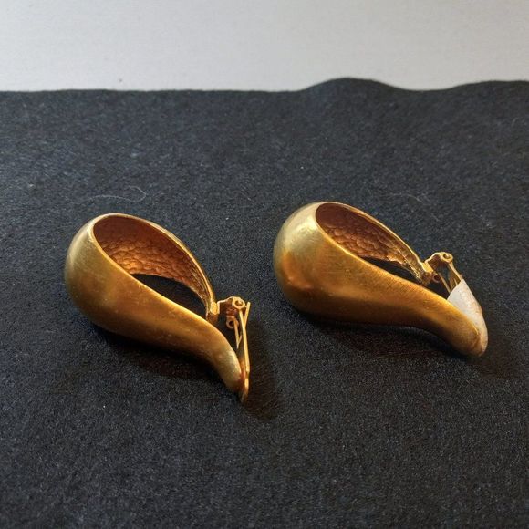 Essex Vintage 2” Long, Gold Tone, Clip-on Hoop Earrings - Picture 2 of 4